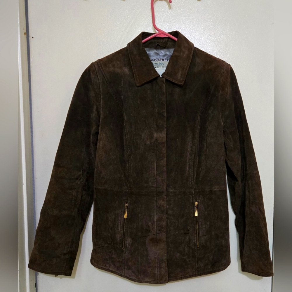 Ladies Brown Genuine Suede Leather Jacket Size S